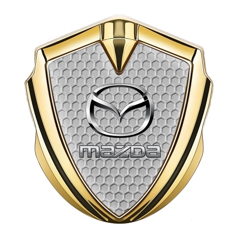 Mazda Emblem Aufkleber Autozubehor Goldtonfarbe mit Design Bienenwabe Basis und Silber Logo
