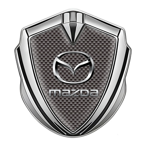 Mazda Selbstklebendes Metallaufkleber Emblem Silbertonfarbe mit Braun Kohlenstoff Variante