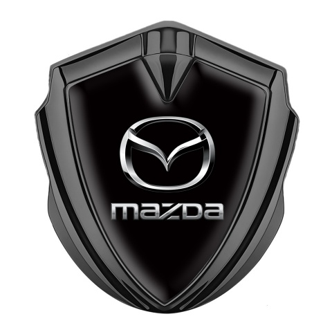 Mazda Seitenflugel Emblem Aufkleber Graphit Tonfarbe mit Schwarz Vorlage und Silber Logo