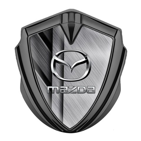 Mazda Emblem Abzeichen Graphit Tonfarbe mit Mattiertes Metall Elemente und Silber Logo