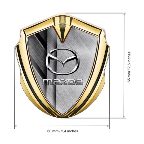 Mazda Emblem Abzeichen Goldtonfarbe mit Mattiertes Metall Elemente und Silber Logo