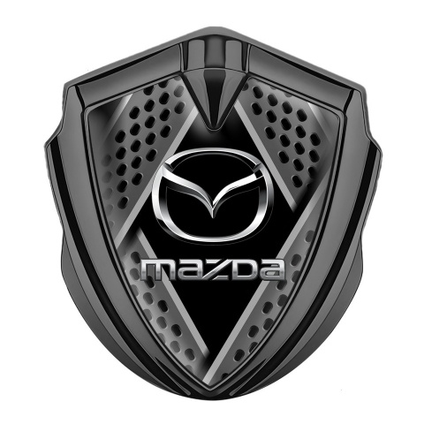 Mazda Emblem Abzeichen selbstklebend Graphit Tonfarbe mi9t 3D Metall effekt und Silber logo
