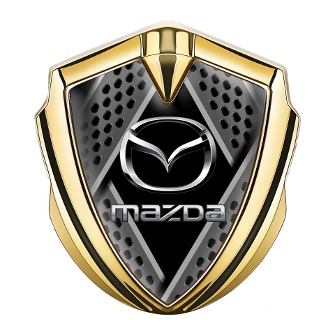 Mazda Emblem Abzeichen selbstklebend Goldtonfarbe mi9t 3D Metall effekt und Silber logo