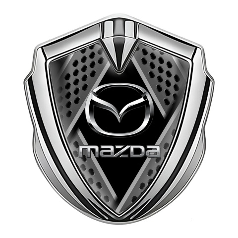 Mazda Emblem Abzeichen selbstklebend Silbertonfarbe mi9t 3D Metall effekt und Silber logo