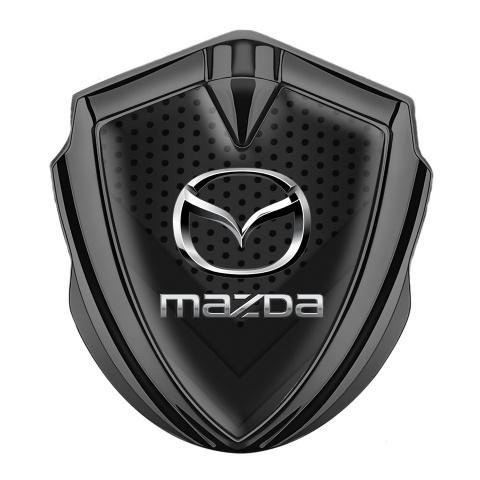 Mazda Emblem Aufkleber Autozubehor Graphit Tonfarbe mit Dunkles Perforierte Oberflache Design und Silber Logo