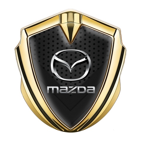 Mazda Emblem Aufkleber Autozubehor Goldtonfarbe mit Dunkles Perforierte Oberflache Design und Silber Logo