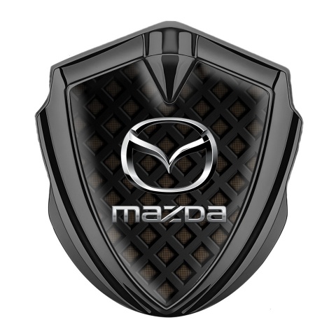 Mazda Selbstklebendes Metallaufkleber Emblem Graphit Tonfarbe mit Dunkles Netz Design