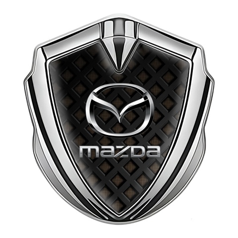 Mazda Selbstklebendes Metallaufkleber Emblem Silbertonfarbe mit Dunkles Netz Design