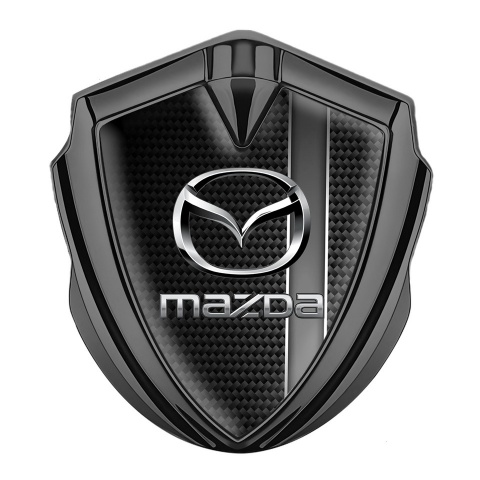 Mazda Abzeichen selbstklebend Graphit Tonfarbe mit Schwarz Carbon und Grau Sportband Stil