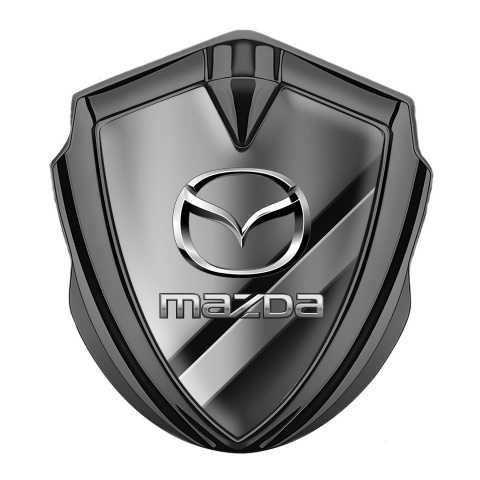 Mazda Emblem Auto Zeichen Graphit Tonfarbe mit Diagonales Metall Elemente Auflage