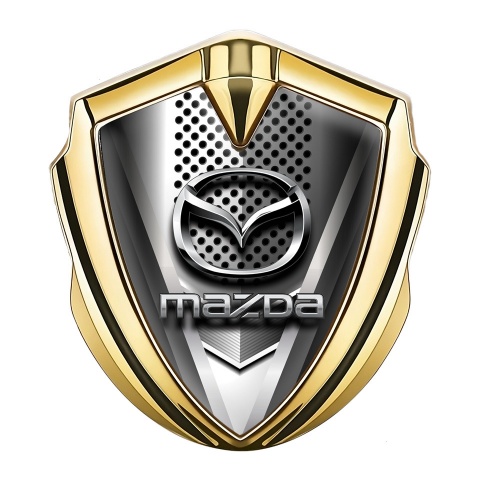Mazda Emblem Abzeichen Goldtonfarbe mit 3D metall Effekt Hintergrund Und Klassisch Logo