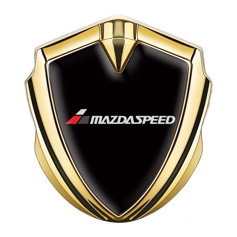Mazda Speed Abzeichen selbstklebend Goldtonfarbe mit Schwarz Fundament und Grau inschrift