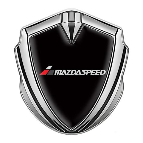 Mazda Speed Abzeichen selbstklebend Silbertonfarbe mit Schwarz Fundament und Grau inschrift