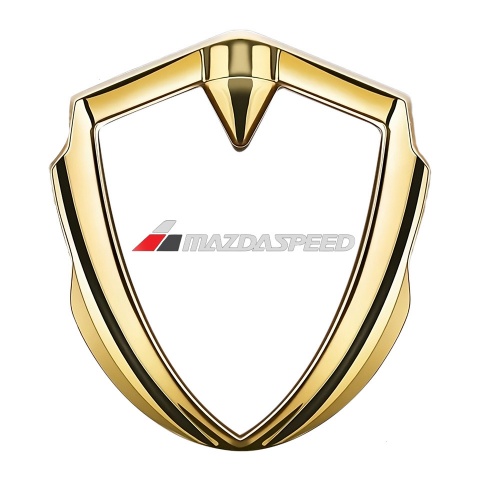 Mazda Speed Emblem Abzeichen selbstklebend Goldtonfarbe mit Weiss fundament und Grau Rot logo