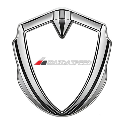 Mazda Speed Emblem Abzeichen selbstklebend Silbertonfarbe mit Weiss fundament und Grau Rot logo