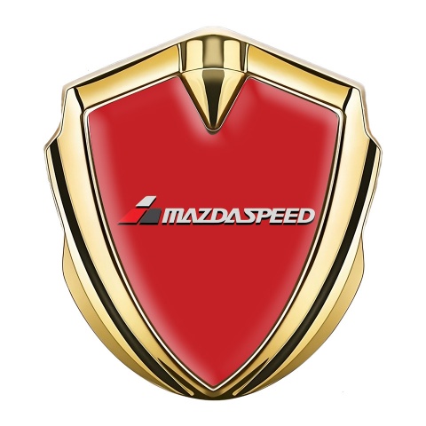 Mazda Speed Emblem Auto Zeichen Goldtonfarbe Rote Basis und Grau Logo
