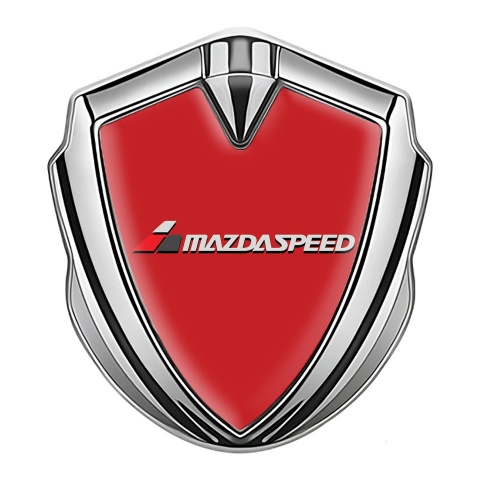Mazda Speed Emblem Auto Zeichen Silbertonfarbe Rote Basis und Grau Logo