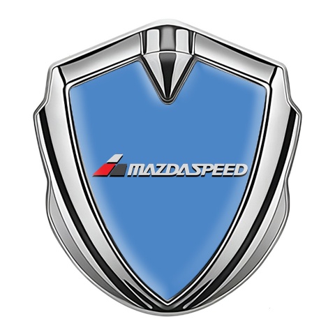 Mazda Speed Seitenflugel Emblem Aufkleber Silbertonfarbe mit Blau Hintergrund und Grau Logo Stil