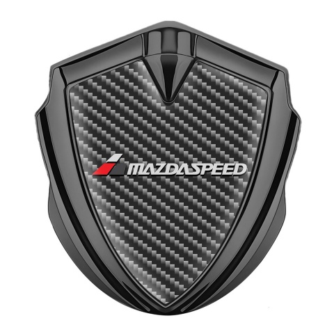Mazda Seitenflugel Emblem Aufkleber Graphit Tonfarbe mit Carbon Fundament und Grau Logo