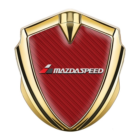 Mazda Speed Emblem Abzeichen Goldtonfarbe mit Rote Carbon Version