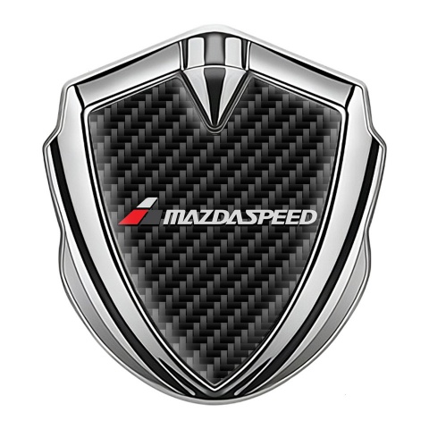 Mazda Speed Abzeichen selbstklebend Silbertonfarbe mit Schwarz Kohlenstoff Version