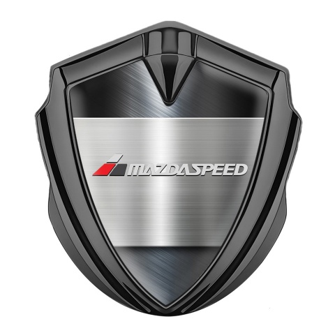 Mazda Speed Emblem Abzeichen selbstklebend  Graphit Tonfarbe mit Metallplatte Design Basis und grau Logo