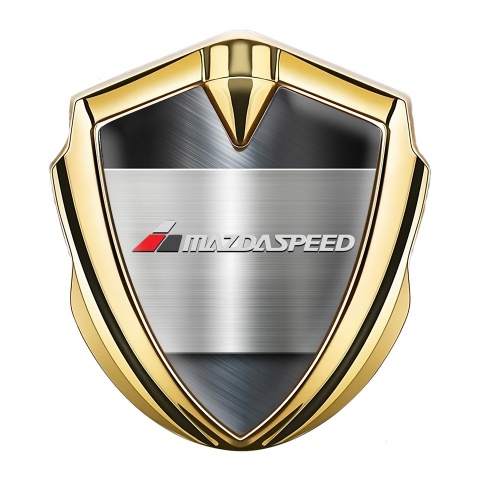Mazda Speed Emblem Abzeichen selbstklebend Goldtonfarbe mit Metallplatte Design Basis und grau Logo