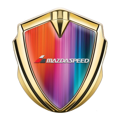 Mazda Speed Emblem Auto Zeichen Goldtonfarbe mit Mehrfarbig Basis und Grau Logo