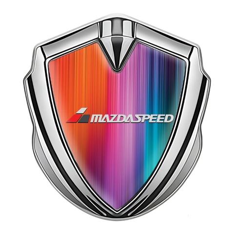 Mazda Speed Emblem Auto Zeichen Silbertonfarbe mit Mehrfarbig Basis und Grau Logo