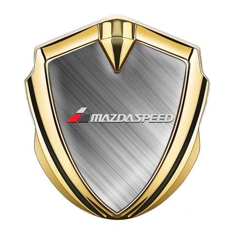 Mazda Speed Selbstklebendes Metallaufkleber Emblem Goldtonfarbe mit Gebursteter Stahl und Grau Logo