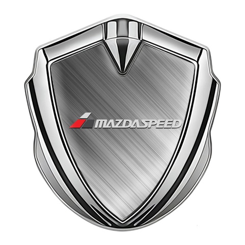 Mazda Speed Selbstklebendes Metallaufkleber Emblem Silbertonfarbe mit Gebursteter Stahl und Grau Logo