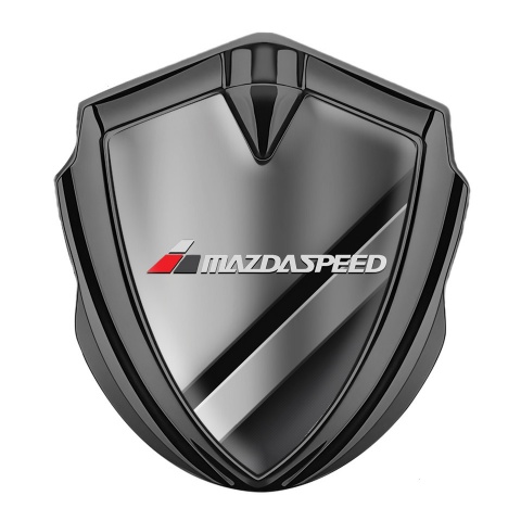 Mazda Emblem Abzeichen Graphit Tonfarbe mit Diagonale Metallelemente Basis und Grau Logo