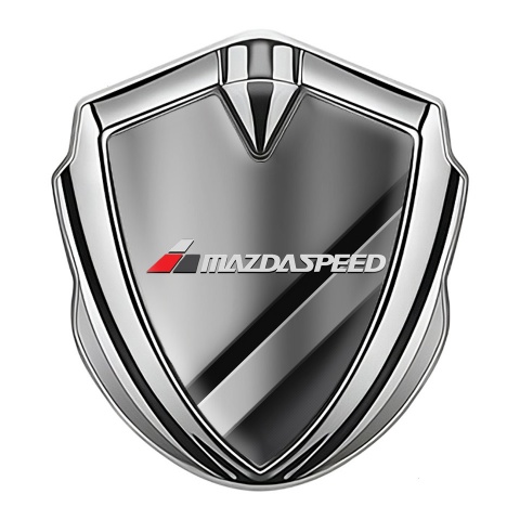Mazda Emblem Abzeichen Silbertonfarbe mit Diagonale Metallelemente Basis und Grau Logo