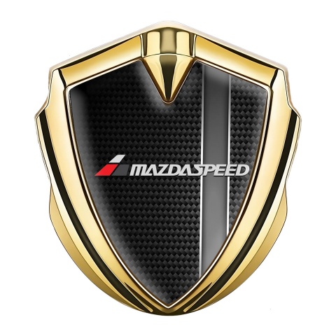 Mazda Speed Abzeichen selbstklebend Goldtonfarbe mit Schwarz Kohlenstoff und Grau Band Design