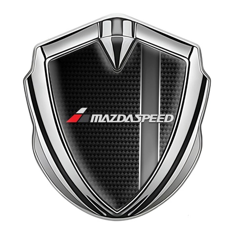 Mazda Speed Abzeichen selbstklebend Silbertonfarbe mit Schwarz Kohlenstoff und Grau Band Design