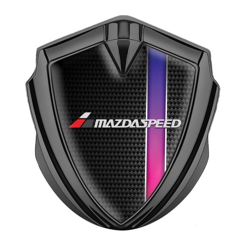 Mazda Speed Emblem Abzeichen selbstklebend Graphit Tonfarbe mit Schwarz Carbon Lila Band design