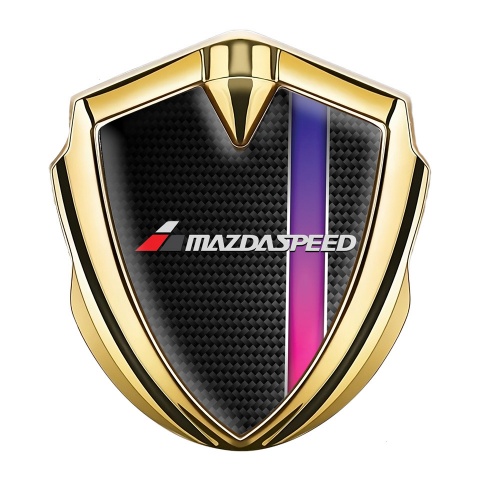 Mazda Speed Emblem Abzeichen selbstklebend Goldtonfarbe mit Schwarz Carbon Lila Band design