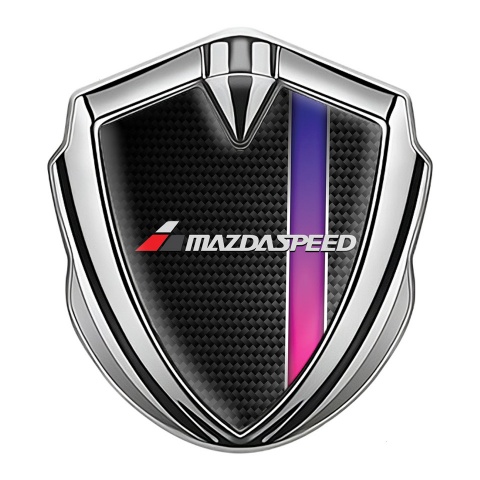 Mazda Speed Emblem Abzeichen selbstklebend Silbertonfarbe mit Schwarz Carbon Lila Band design
