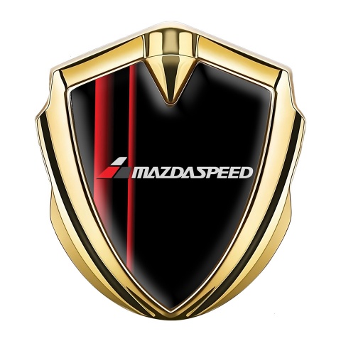 Mazda Speed Emblem Auto Zeichen Goldtonfarbe Schwarz Basis mit Rote Streifen design