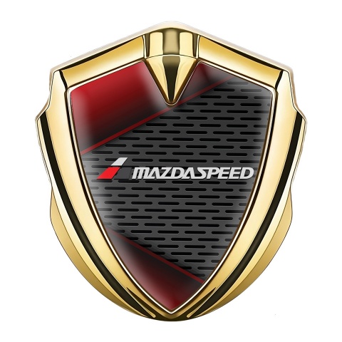 Mazda Speed Emblem Aufkleber Autozubehor Goldtonfarbe Dunkles Netz mit Rote Fragmente Stil