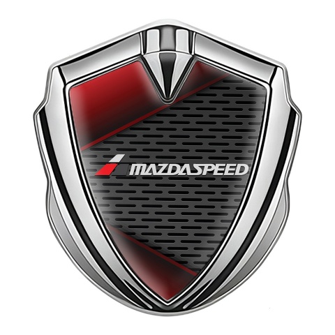 Mazda Speed Emblem Aufkleber Autozubehor Silbertonfarbe Dunkles Netz mit Rote Fragmente Stil
