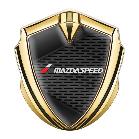Mazda Speed Selbstklebendes Metallaufkleber Emblem Goldtonfarbe mit Dunkles Gitter Und Grau logo