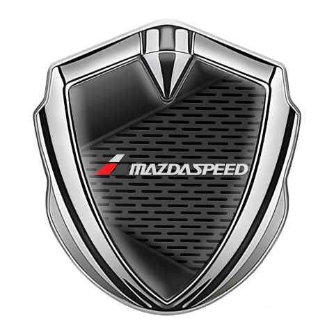 Mazda Speed Selbstklebendes Metallaufkleber Emblem Silbertonfarbe mit Dunkles Gitter Und Grau logo