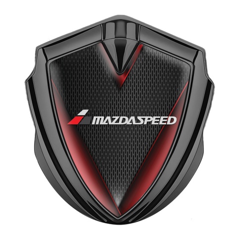Mazda Speed Emblem Logo Schriftzug Aufkleber Graphit Tonfarbe mit Rote Flugel Effekt Und Grau logo