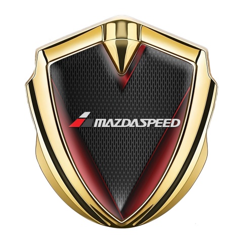 Mazda Speed Emblem Logo Schriftzug Aufkleber Goldtonfarbe mit Rote Flugel Effekt Und Grau logo