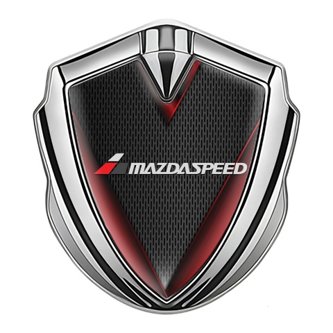 Mazda Speed Emblem Logo Schriftzug Aufkleber Silbertonfarbe mit Rote Flugel Effekt Und Grau logo