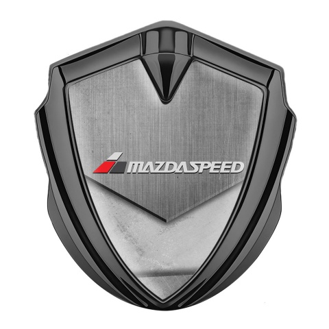 Mazda Speed Seitenflugel Emblem Aufkleber Graphit Tonfarbe mit Textur Asphalt Design und Grau Logo
