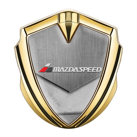 Mazda Speed Seitenflugel Emblem Aufkleber Goldtonfarbe mit Textur Asphalt Design und Grau Logo
