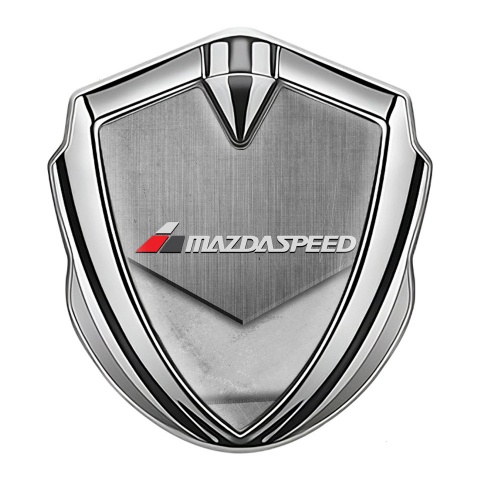 Mazda Speed Seitenflugel Emblem Aufkleber Silbertonfarbe mit Textur Asphalt Design und Grau Logo