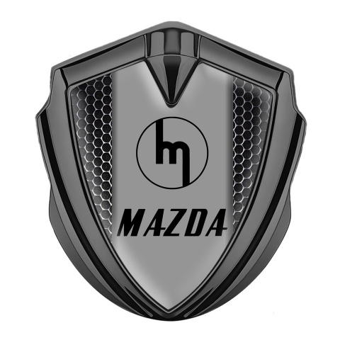 Mazda Selbstklebendes Metallaufkleber Emblem Graphit Tonfarbe mit Perforierter Stahl Basis und Retro Logo Stil